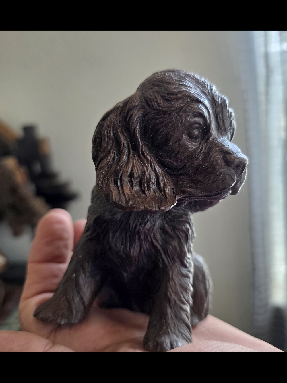 Adorable Brown Puppy Dog Figurine - Decorative Resin